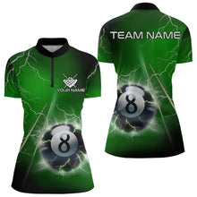 Load image into Gallery viewer, Personalized Green 3D Thunder Lightning 8 Ball Pool Billiard Shirts For Women, Billiard Team Jerseys TDM3549