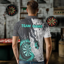 Load image into Gallery viewer, Personalized Grunge White Black Crack Wall Dart Shirts For Men Custom Dart Jerseys |Turquoise TDM3708