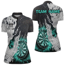 Load image into Gallery viewer, Personalized Grunge White Black Crack Wall Dart Shirts For Women Custom Dart Jerseys |Turquoise TDM3708