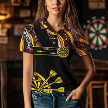 Load image into Gallery viewer, Yellow Golden Darts Tie Dye Polo &amp; Quarter Zip Custom Dart Shirts For Women Glowing Dart Jerseys TDM3709