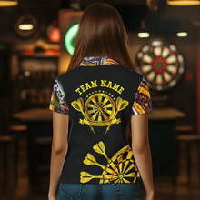 Load image into Gallery viewer, Yellow Golden Darts Tie Dye Polo &amp; Quarter Zip Custom Dart Shirts For Women Glowing Dart Jerseys TDM3709