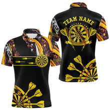 Load image into Gallery viewer, Yellow Golden Darts Tie Dye Polo &amp; Quarter Zip Custom Dart Shirts For Men Glowing Dart Jerseys TDM3709