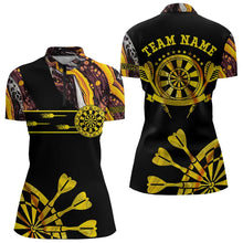 Load image into Gallery viewer, Yellow Golden Darts Tie Dye Polo &amp; Quarter Zip Custom Dart Shirts For Women Glowing Dart Jerseys TDM3709