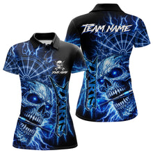Load image into Gallery viewer, Blue Darts Skull Polo &amp; Quarter Zip Shirt For Women Custom Thunder Lighting Darts Team Jersey TDM6061