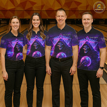 Load image into Gallery viewer, Custom Neon Grim Reaper Bowling Polo &amp; 1/4 Zip Shirts For Men, Bowling Team Jersey Uniform TDM6317