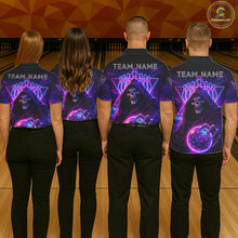 Load image into Gallery viewer, Custom Neon Grim Reaper Bowling Polo &amp; 1/4 Zip Shirts For Men, Bowling Team Jersey Uniform TDM6317