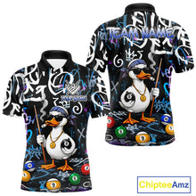 Load image into Gallery viewer, Colorful Graffiti Funny Duck 8 Ball Billiard Shirt For Men Custom Pool Team Jersey Polo &amp; 1/4 Zip TDM6497