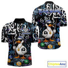 Load image into Gallery viewer, Colorful Graffiti Funny Duck 8 Ball Billiard Shirt For Men Custom Pool Team Jersey Polo &amp; 1/4 Zip TDM6497