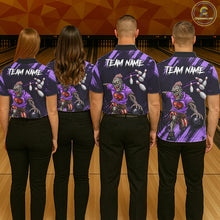 Load image into Gallery viewer, Custom Purple Funny Zombie Bowling Shirt For Women, Bowling Team League Jersey Polo &amp; Quarter Zip TDM6499