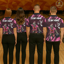 Load image into Gallery viewer, Custom Pink Funny Zombie Bowling Shirt For Men, Bowling Team League Jersey Polo &amp; Quarter Zip TDM6500