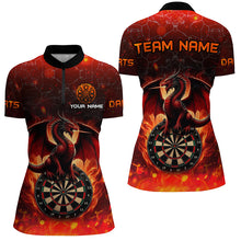 Load image into Gallery viewer, Darts Dragon Fire Flame 3D Printed Darts Shirts For Women Custom Team League Darts Jerseys |Red TDM2210