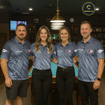 Personalized Billiard American Flag 8 Ball Pool Shirt For Women, Patriotic Billiard Team Jersey TDM7229