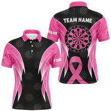 Load image into Gallery viewer, Personalized Breast Cancer Awareness Darts Shirts For Men, Black And Pink Darts Apparel Jerseys TDM2481