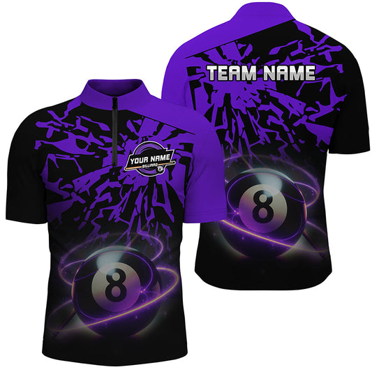 Personalized Purple Billiard Ball 8 Thunder Pool Shirts For Men Custom Billiard Jersey Short Sleeve TDM2485
