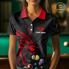 Load image into Gallery viewer, Personalized Wolf Billiard Balls Pool Shirts For Women, Black And Red Billiard League Team Jerseys TDM5202