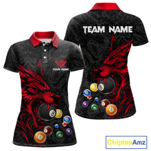 Load image into Gallery viewer, Personalized Wolf Billiard Balls Pool Shirts For Women, Black And Red Billiard League Team Jerseys TDM5202