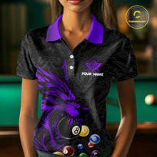 Load image into Gallery viewer, Personalized Wolf Billiard Balls Pool Shirt For Women, Black And Purple Billiard League Team Jersey TDM5203