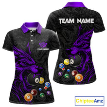 Load image into Gallery viewer, Personalized Wolf Billiard Balls Pool Shirt For Women, Black And Purple Billiard League Team Jersey TDM5203