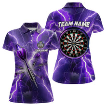 Load image into Gallery viewer, Purple Thunder Lightning 3D Women Darts Polo &amp; Quarter Zip Custom Dart Shirts For Women Dart Jerseys TDM3212