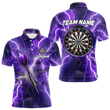 Load image into Gallery viewer, Purple Thunder Lightning 3D Women Darts Polo &amp; Quarter Zip Custom Dart Shirts For Men Dart Jerseys TDM3212