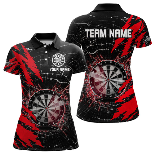 Black And Red Darts Board Break Glass Custom Dart Shirts For Women, Darts Team Shirts Dart Jerseys TDM3215