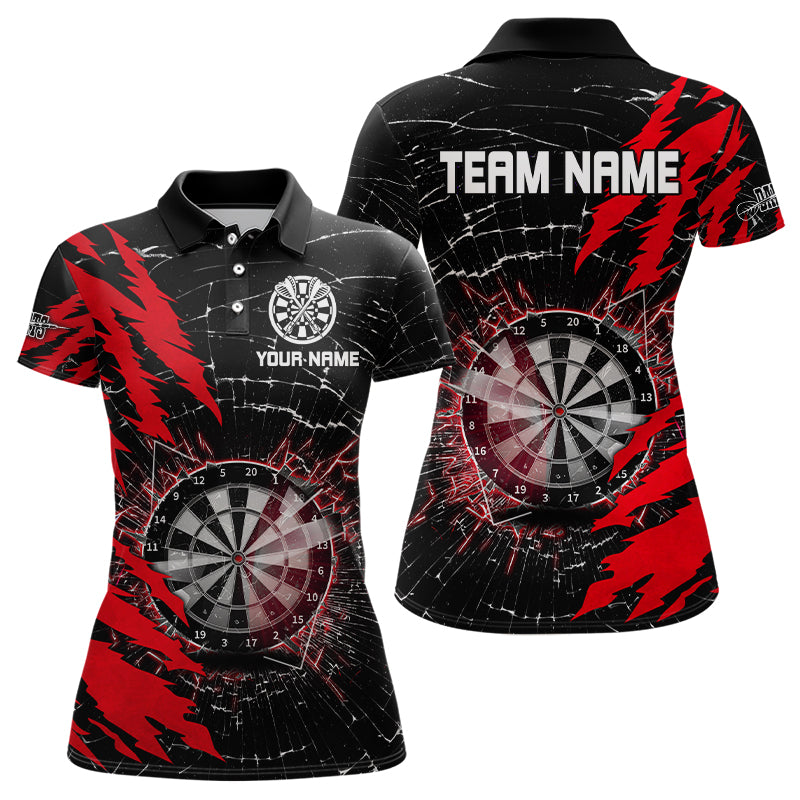 Black And Red Darts Board Break Glass Custom Dart Shirts For Women, Darts Team Shirts Dart Jerseys TDM3215