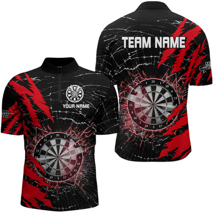 Black And Red Darts Board Break Glass Custom Dart Shirts For Men, Darts Team Shirts Dart Jerseys TDM3215