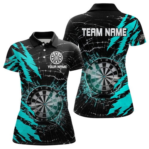 Black And Cyan Darts Board Break Glass Custom Dart Shirts For Women, Darts Team Shirts Dart Jerseys TDM3216