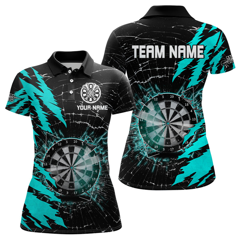 Black And Cyan Darts Board Break Glass Custom Dart Shirts For Women, Darts Team Shirts Dart Jerseys TDM3216
