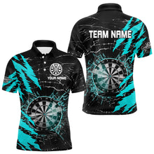 Load image into Gallery viewer, Black And Cyan Darts Board Break Glass Custom Dart Shirts For Men, Darts Team Shirts Dart Jerseys TDM3216