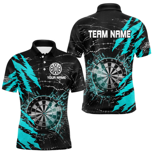 Black And Cyan Darts Board Break Glass Custom Dart Shirts For Men, Darts Team Shirts Dart Jerseys TDM3216