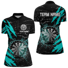 Load image into Gallery viewer, Black And Cyan Darts Board Break Glass Custom Dart Shirts For Women, Darts Team Shirts Dart Jerseys TDM3216