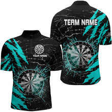 Load image into Gallery viewer, Black And Cyan Darts Board Break Glass Custom Dart Shirts For Men, Darts Team Shirts Dart Jerseys TDM3216