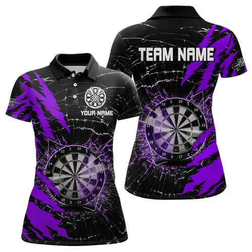Black And Purple Darts Board Break Glass Custom Dart Shirts For Women, Darts Team Shirts Dart Jerseys TDM3217