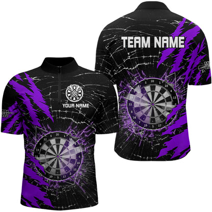 Black And Purple Darts Board Break Glass Custom Dart Shirts For Men, Darts Team Shirts Dart Jerseys TDM3217