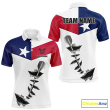 Load image into Gallery viewer, Personalized Texas Flag Steel Tip Dart Polo &amp; 1/4 Zip For Men Custom Texas Darts Team Jersey TDM5451