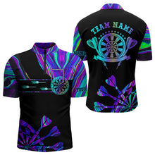 Load image into Gallery viewer, Neon Purple Blue Tie Dye Darts Shirt With Pocket For Men Custom Dart Jersey TDM3559