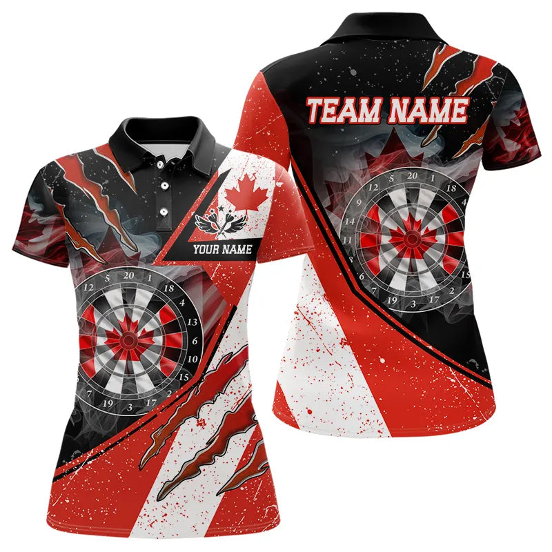 Personalized Canada Flag Smoke Dart Shirts For Women, Patriotic Darts Jerseys TDM3562
