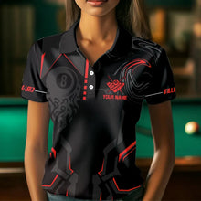 Load image into Gallery viewer, Customized 8 Ball Pool Crown Women Billiard Shirts, Red And Black Billiard Team Shirts, Pool Jerseys TDM3564