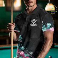 Load image into Gallery viewer, Funny Pink And Turquoise Diamonds Billiard Shirt For Men, 8 Ball Pool Team Jersey Polo &amp; 1/4 Zip TDM6325
