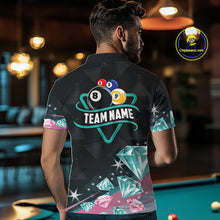 Load image into Gallery viewer, Funny Pink And Turquoise Diamonds Billiard Shirt For Men, 8 Ball Pool Team Jersey Polo &amp; 1/4 Zip TDM6325