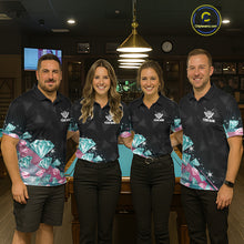 Load image into Gallery viewer, Funny Pink And Turquoise Diamonds Billiard Shirt For Men, 8 Ball Pool Team Jersey Polo &amp; 1/4 Zip TDM6325