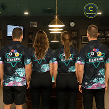 Load image into Gallery viewer, Funny Pink And Turquoise Diamonds Billiard Shirt For Men, 8 Ball Pool Team Jersey Polo &amp; 1/4 Zip TDM6325