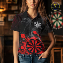 Load image into Gallery viewer, Red Dartboard Splatter Smoke Darts Shirt For Women Custom Grunge Darts Team Jersey Polo &amp; 1/4 Zip TDM6505