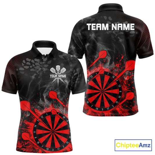 Red Dartboard Splatter Smoke Darts Shirt For Men Custom Grunge Darts Team Jersey Polo & 1/4 Zip TDM6505