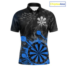 Load image into Gallery viewer, Blue Dartboard Splatter Smoke Darts Shirt For Men Custom Grunge Darts Team Jersey Polo &amp; 1/4 Zip TDM6506