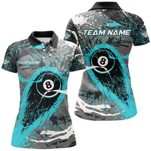 Load image into Gallery viewer, Turquoise Grunge Stains 8 Ball Pool Custom Billiard Shirts For Women, Unique Billiard Jerseys Apparel TDM2218