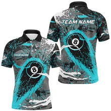 Load image into Gallery viewer, Turquoise Grunge Stains 8 Ball Pool Custom Billiard Shirts For Men, Unique Billiard Jerseys Apparel TDM2218