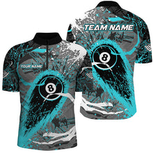 Load image into Gallery viewer, Turquoise Grunge Stains 8 Ball Pool Custom Billiard Shirts For Men, Unique Billiard Jerseys Apparel TDM2218