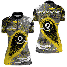 Load image into Gallery viewer, Yellow Grunge Stains 9 Ball Pool Custom Billiard Shirts For Women, Unique Billiard Jerseys Apparel TDM2219